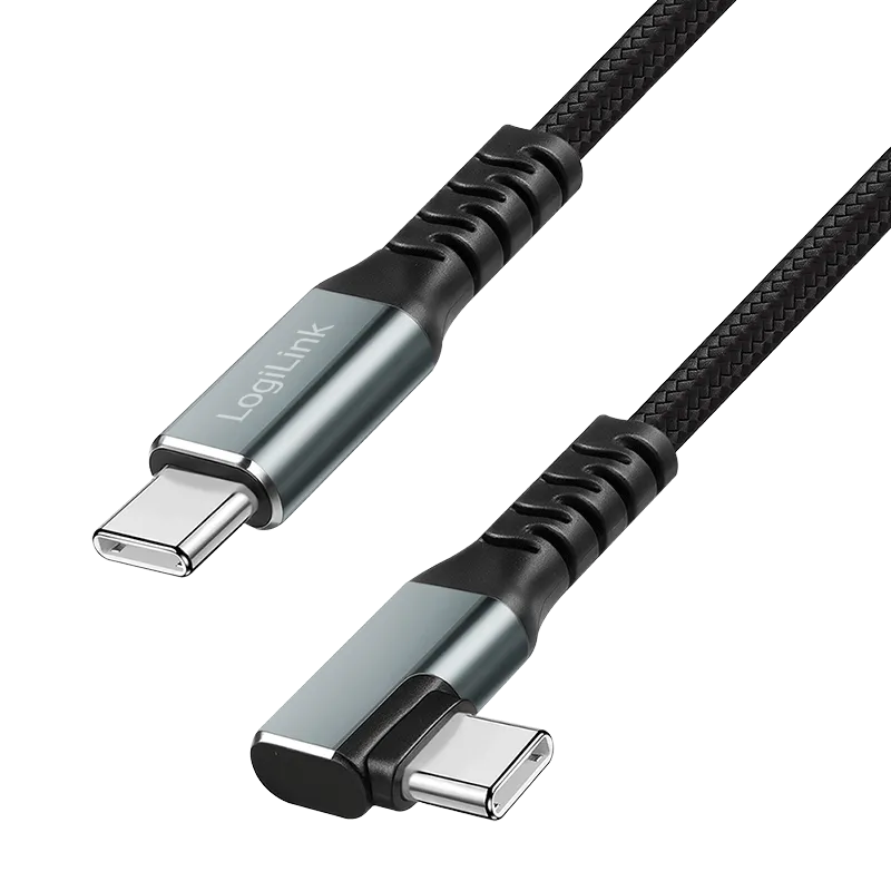 LogiLink USB 3.2 Gen2 Type-C cable. C/M 90� to C/M. 10 Gbps. 100W. 4K.