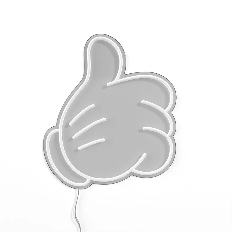 Yellowpop Mickey Mouse Glove Led Neon Sign - Bright White, 2m Usb Cable