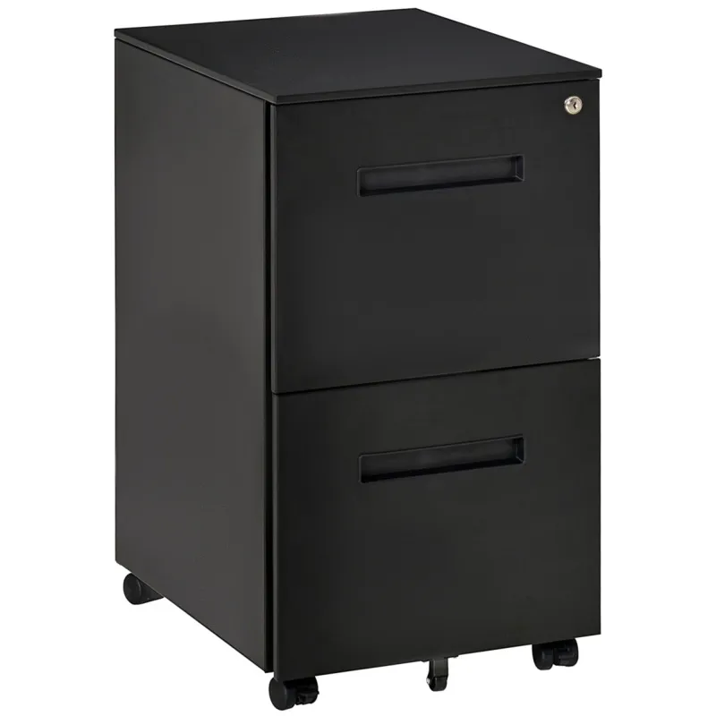 Lockable Mobile Filing Cabinet With Adjustable Hanging Files - Black