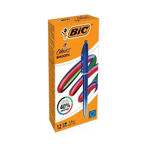 BIC Colors Smooth Black, Blue, Green, Red Twist retractable ballpoint pen Medium 12 pc(s)