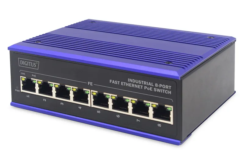 Digitus 8 Port Fast Ethernet Network PoE Switch.Industrial. Unmanaged