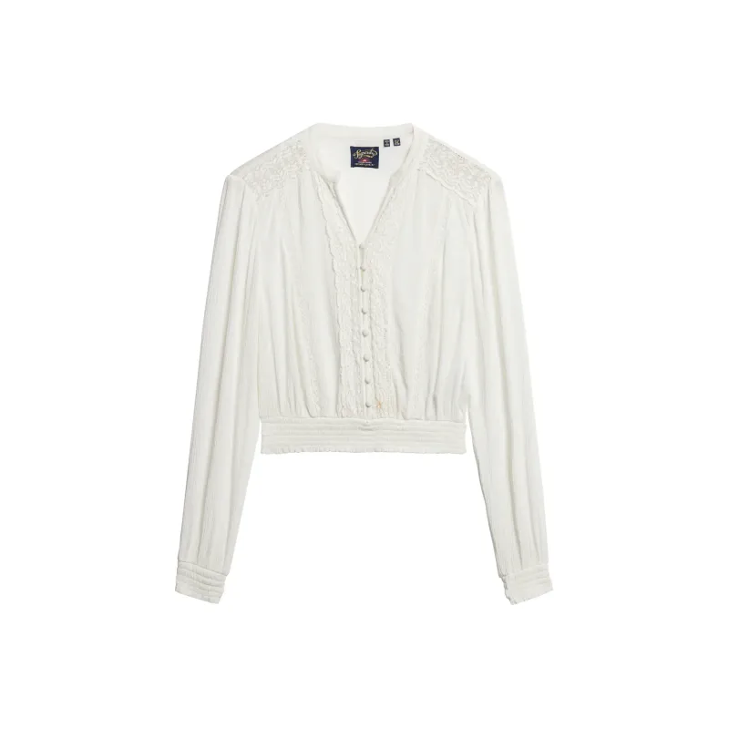 Women's long-sleeved smocked blouse Superdry
