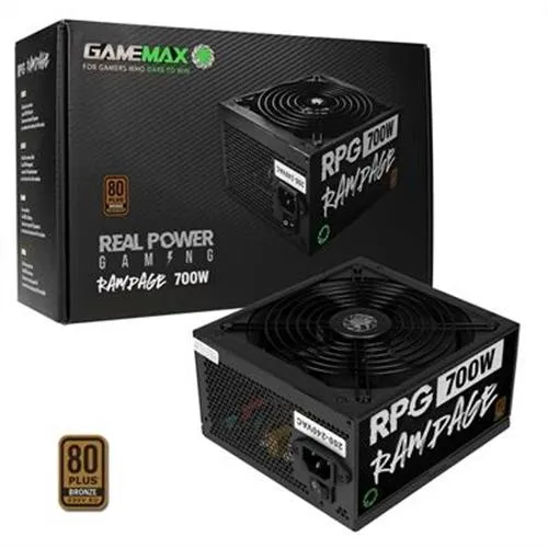 Gamemax Rpg Rampage 700W Psu 140Mm Ultra Silent Fan 80 Plus Bronze Non Modular Flat Black Cables Japanese Tk Main Capacitor Fitted