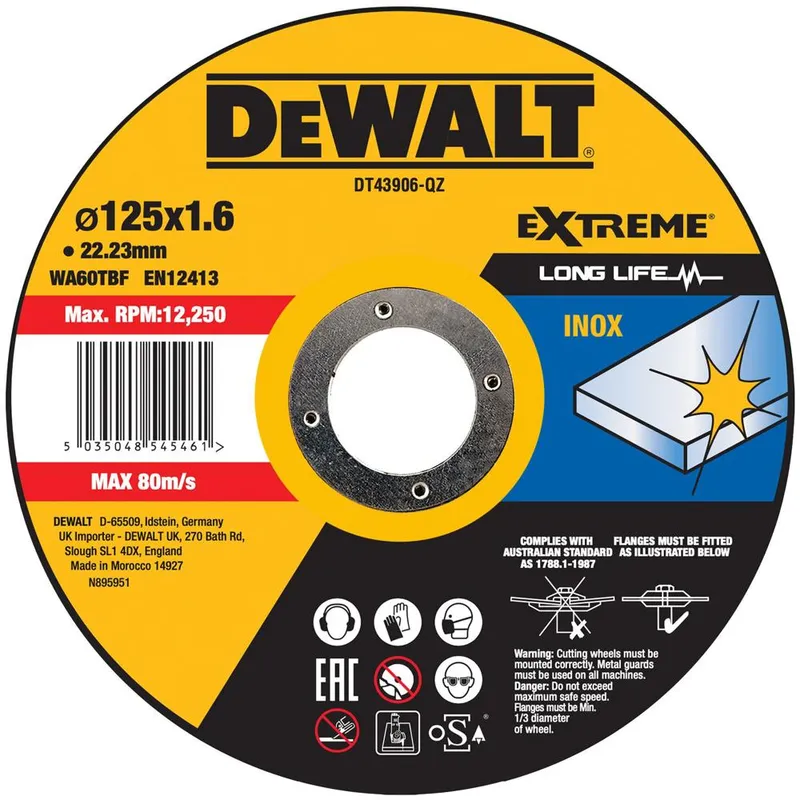 Dewalt Extreme Long Life INOX Stainless Steel Cutting Disc