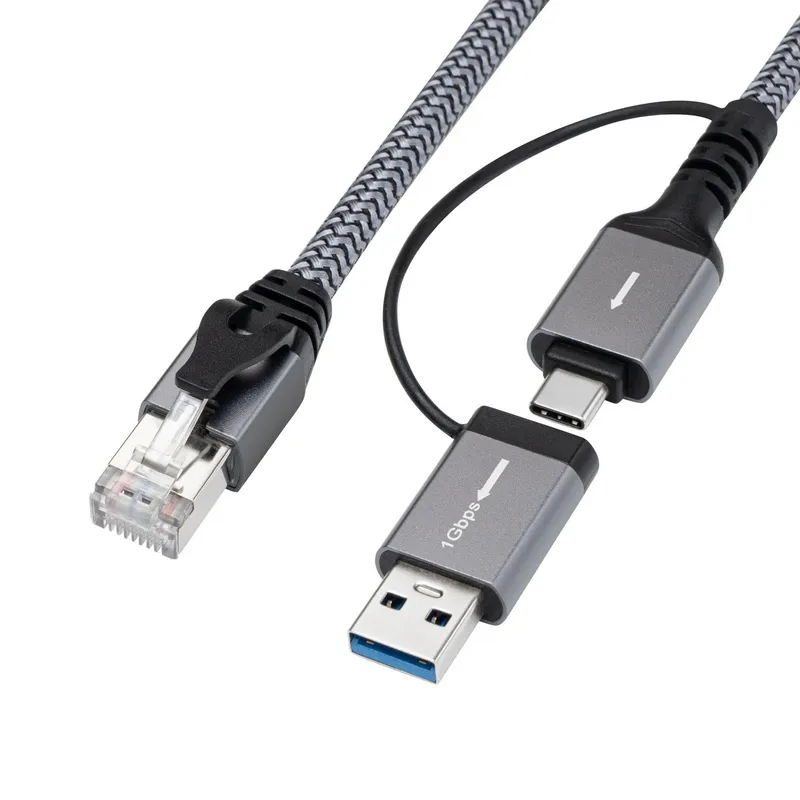 Microconnect CAT6 RJ45 FTP to USB A-C adapter cable. 2 meter network a