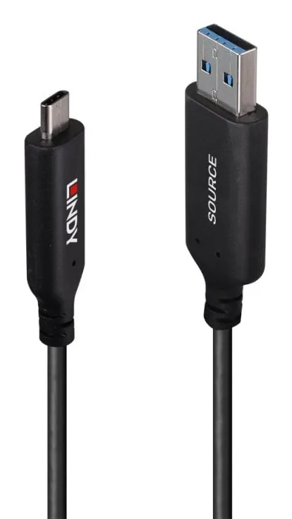 Lindy 10m USB 3.2 Gen 1 Type A to C Fibre Optic Hybrid Cable