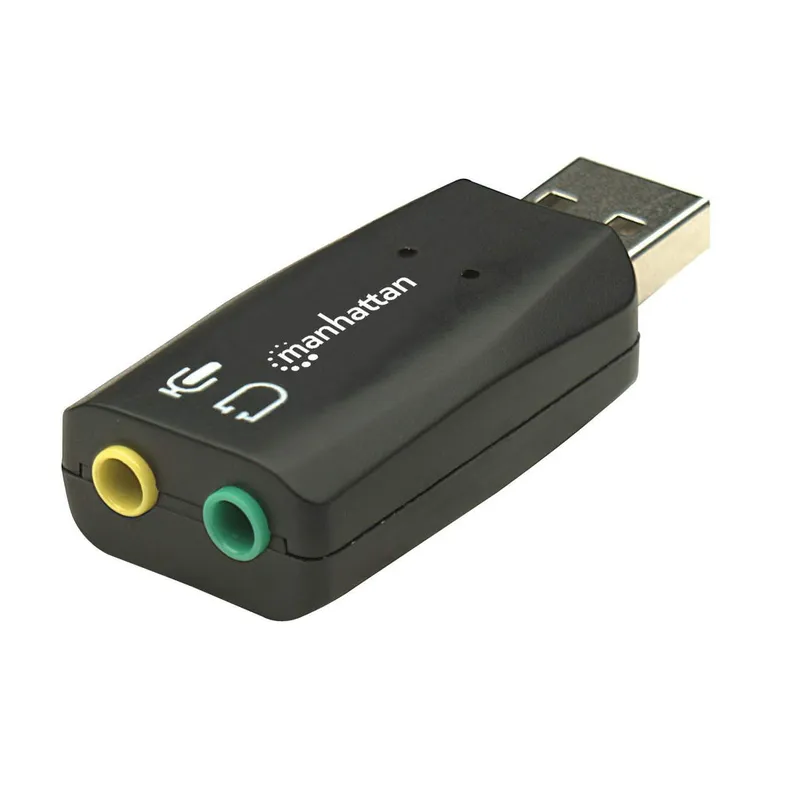 Manhattan USB-A Sound Adapter. USB-A to 3.5mm Mic-in and Audio-Out por