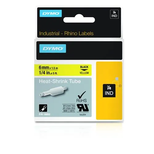 DYMO IND Heat-Shrink Tube Labels - 6mm x 15m