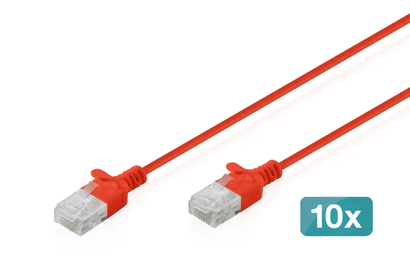 Digitus CAT 6 U-UTP Slim patch cable. 1.5 m. red. 10 pieces