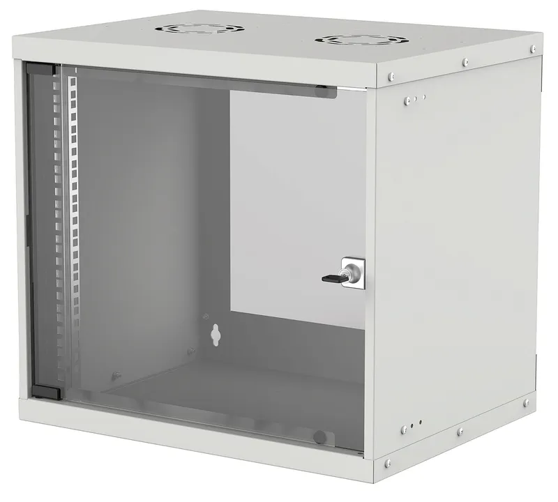 Intellinet 19" Network Cabinet - Wall Mount (Basic) 9U 400mm Deep Grey Flatpack Max 50kg Usable Depth 340mm Glass Door Rack Parts for wall installation (eg screws and rawl plugs) not included