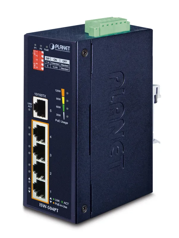 PLANET ISW-504PT network switch Unmanaged L2 Fast Ethernet (10/100) Po