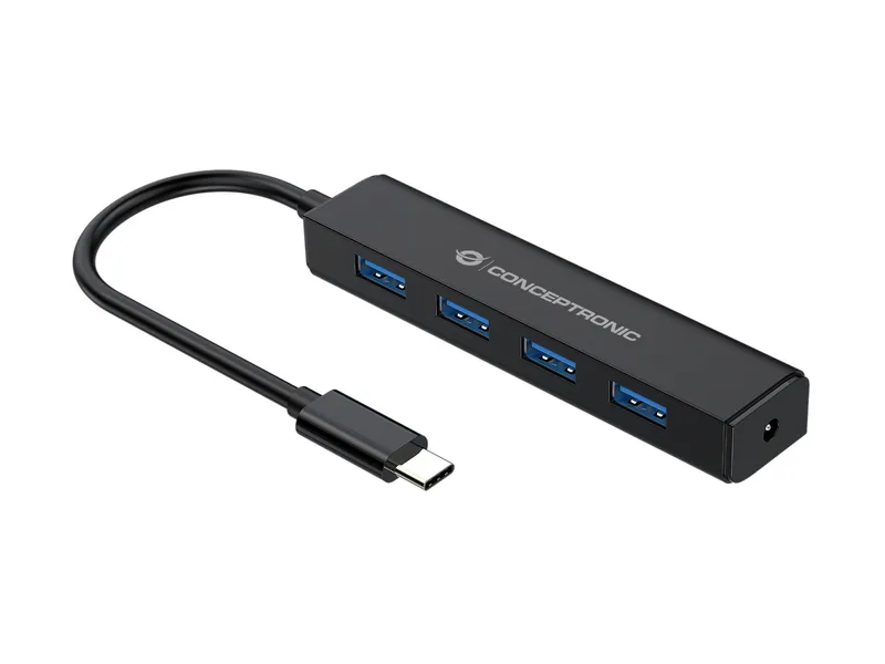 Conceptronic 4-Port USB 3.0 Hub. USB-C Connector