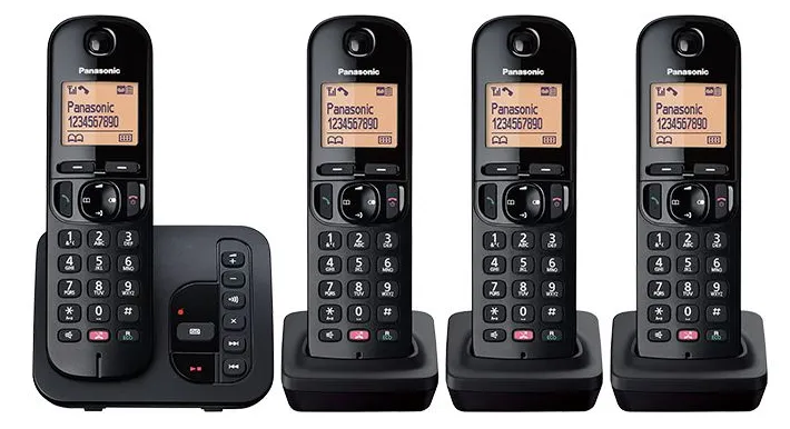 Panasonic KX-TGC264EB Cordless Phone, Four Handsets with Answering Machine