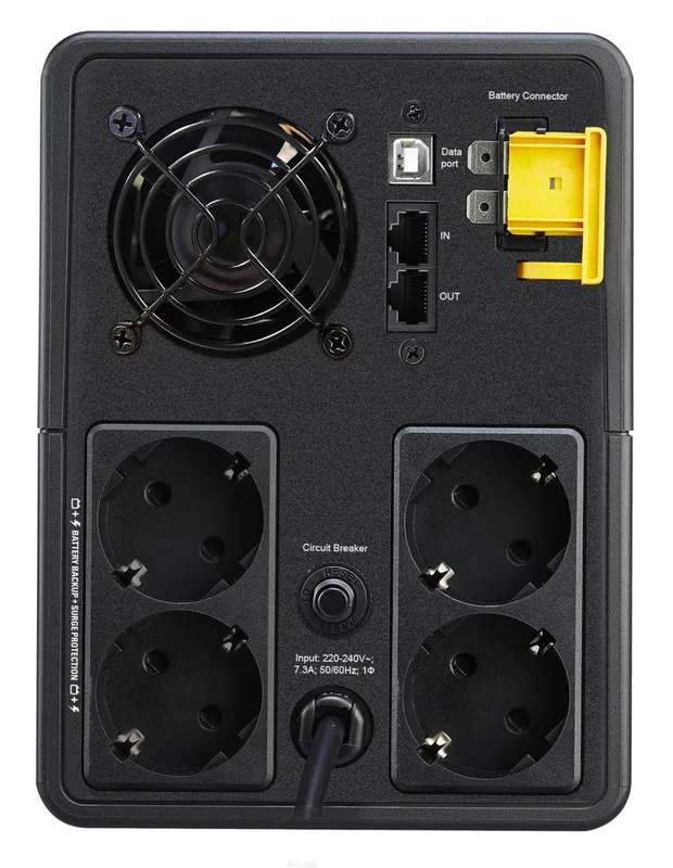 APC Back-UPS. 1600VA. Tower. 230V. 4x CEE 7/7 Schuko outlets. AVR