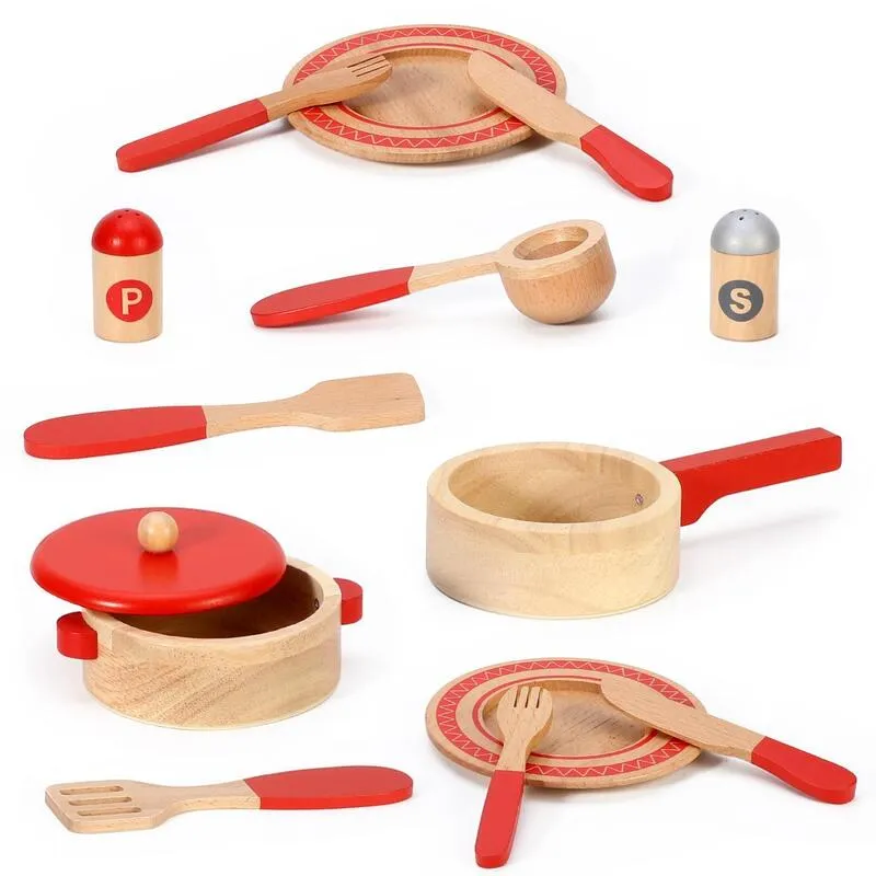 Soka Play Imagine Learn Red Cooking Set For Kids - Imaginative Role-play Toy