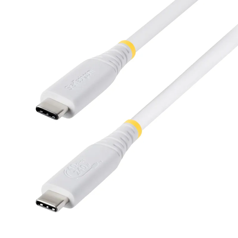 StarTech.com 1m (3ft) USB4 Cable, 40Gbps, USB-IF Certified USB-C Cable, 240W PD, 8K 60Hz/4K 240Hz DP2.1 DP40, TPE Jacket, Thunderbolt 4 Compatible - White USB-C Cord