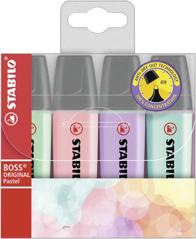STABILO Boss Original Pastel marker 4 pc(s) Chisel tip Lilac. Mint. Pi