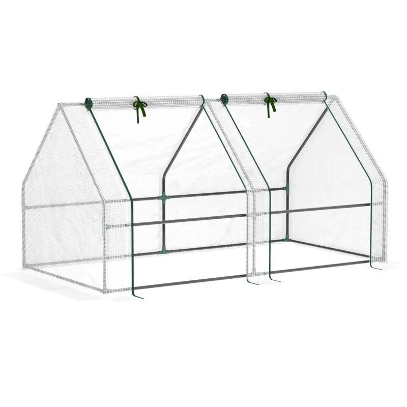 Outsunny Poly Tunnel Mini Greenhouse - Steeple Design, White