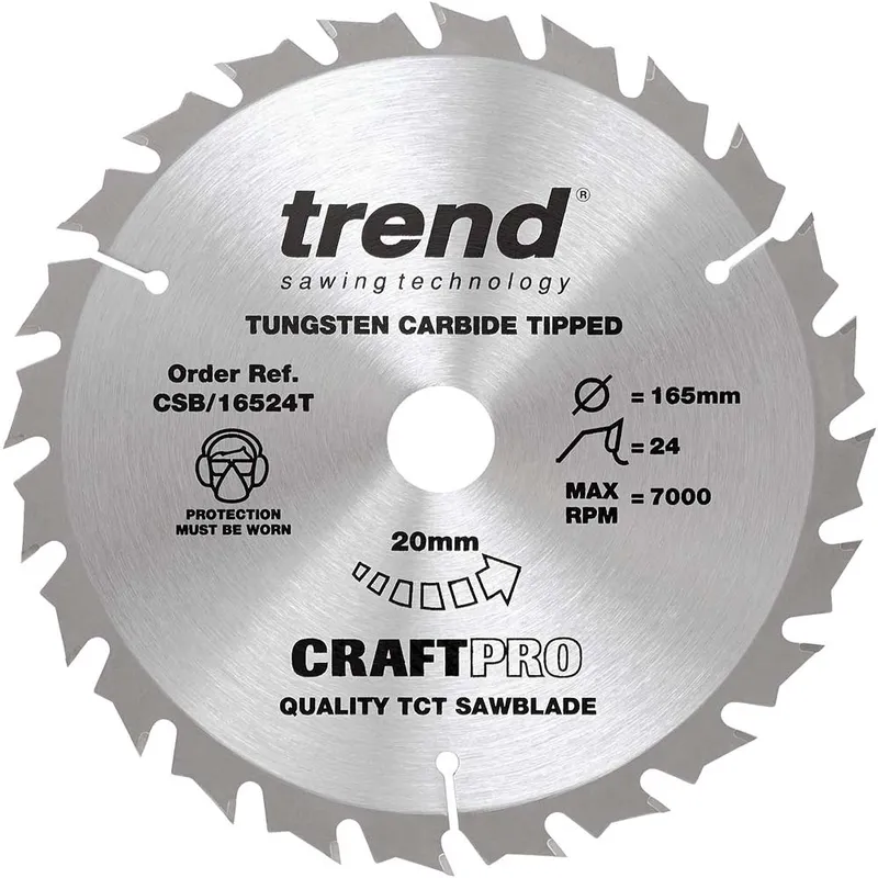 Trend Wood Cordless Circular Saw Blade 165mm x 20mm x 24T