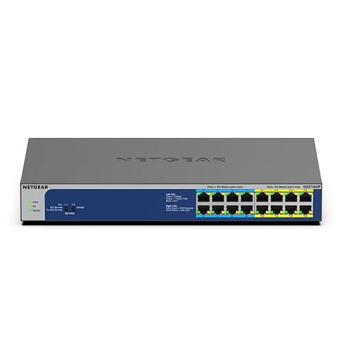 NETGEAR GS516UP Unmanaged Gigabit Ethernet (10/100/1000) Power over Ethernet (PoE) Grey