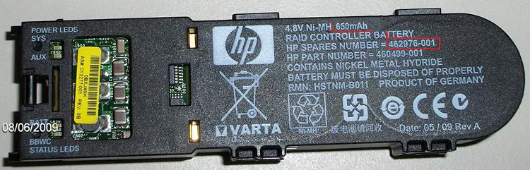 HPE 462976-001 storage device backup battery Nickel-Metal Hydride (NiM