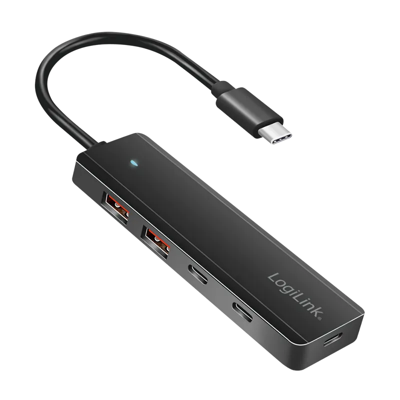 LogiLink USB 3.2 Gen2 Hub. 4-port. 2x USB-A & 2x USB-C. black