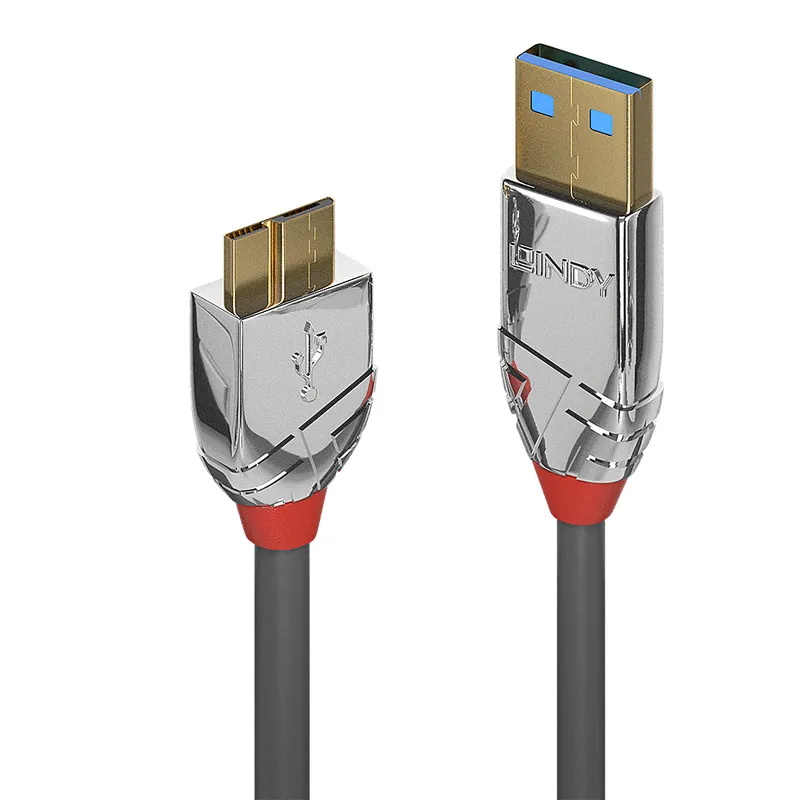 Lindy 3m USB 3.2 Type A to Micro-B Cable 5Gbps Cromo Line