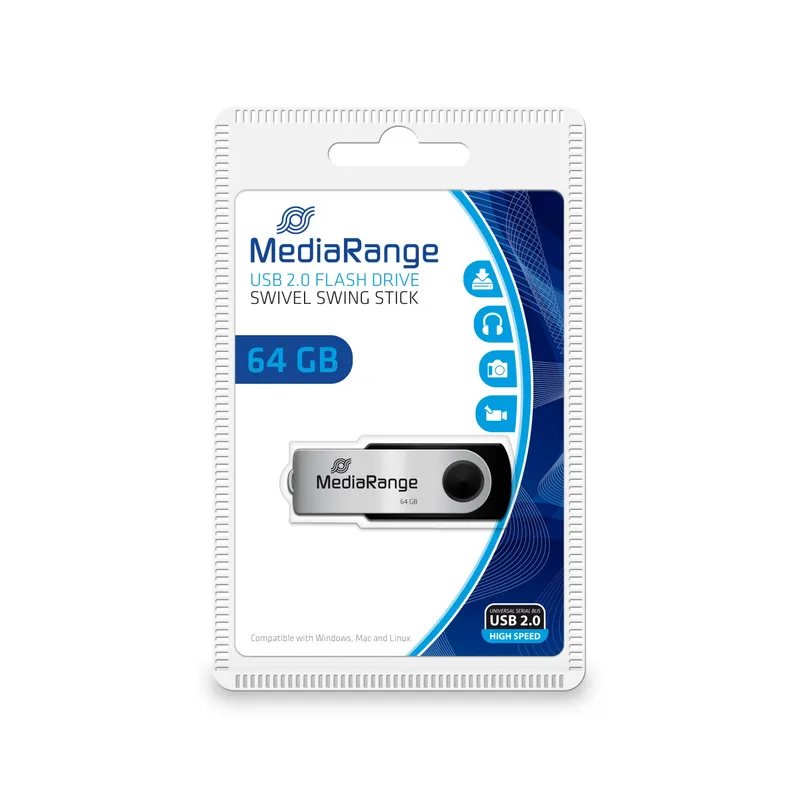 MediaRange 64GB USB 2.0 USB flash drive USB Type-A / Micro-USB Black.