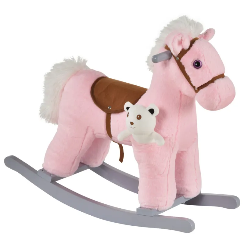 Plush Rocking Horse With Detachable Bear & Sound - 18-36 Months
