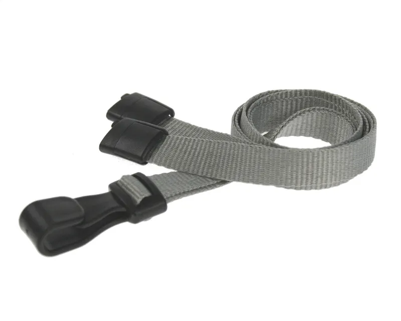 Digital ID 10mm Recycled Plain Grey Lanyards with Plastic J Clip (Pack