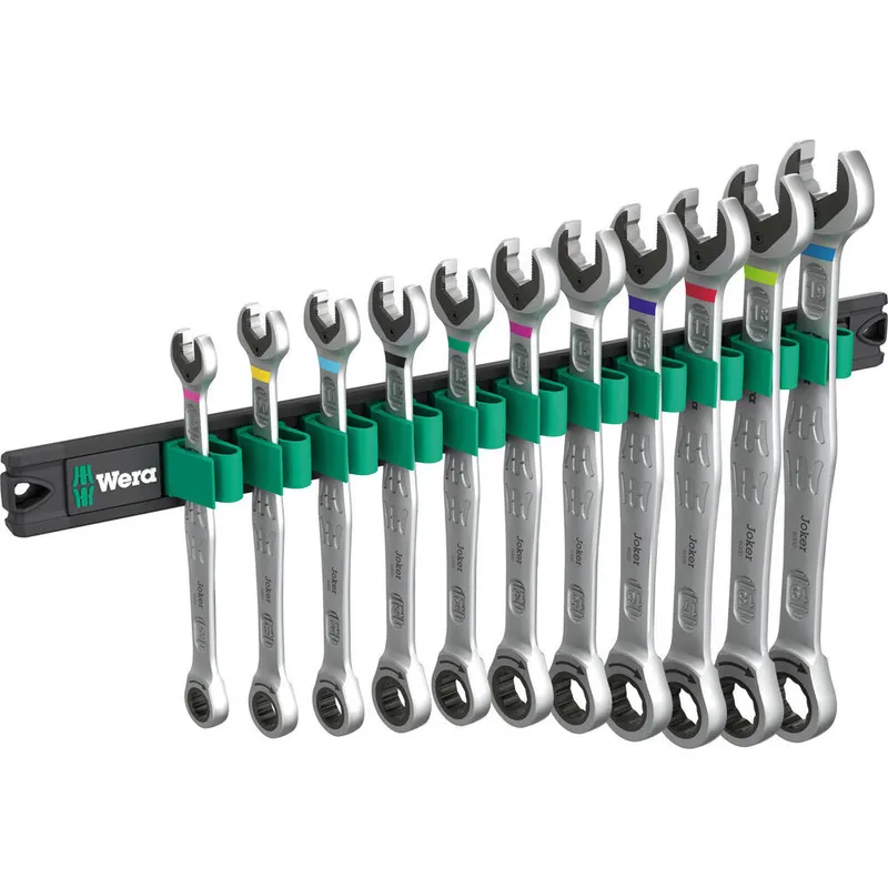 Wera 6000 Joker 11 Piece Ratchet Combination Spanner Set on Magnetic Rail