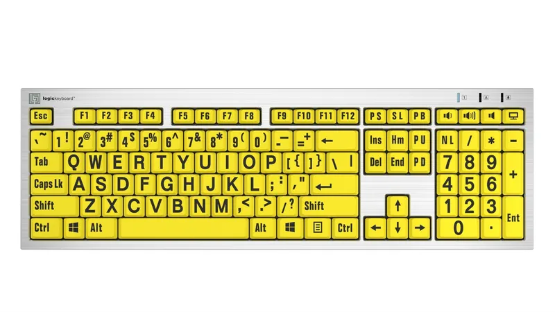 Logickeyboard LKB-LPRNTBY-AJPU-UK keyboard Home/Office USB QWERTY English Silver Yellow