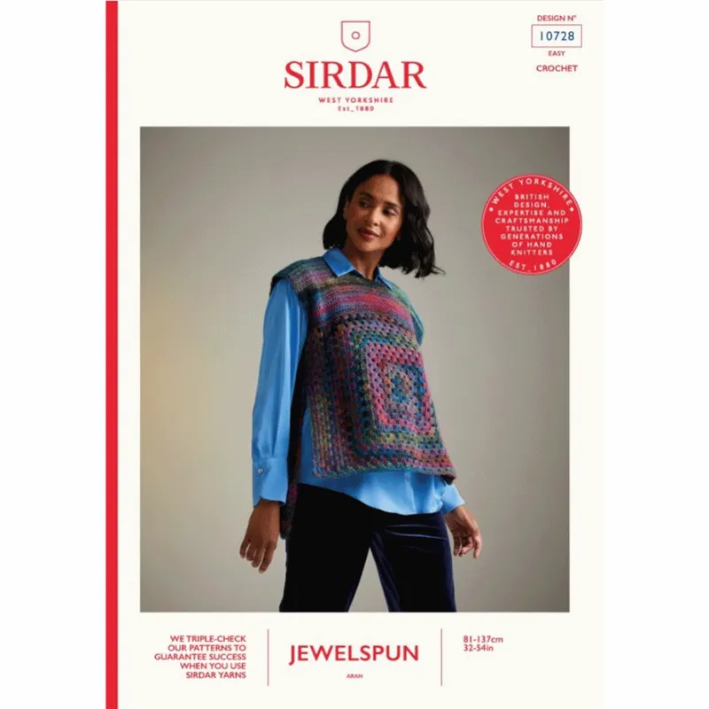 Sirdar Jewelspun Aran Twilight Terrace Tabard 10728 Crochet Pattern Download