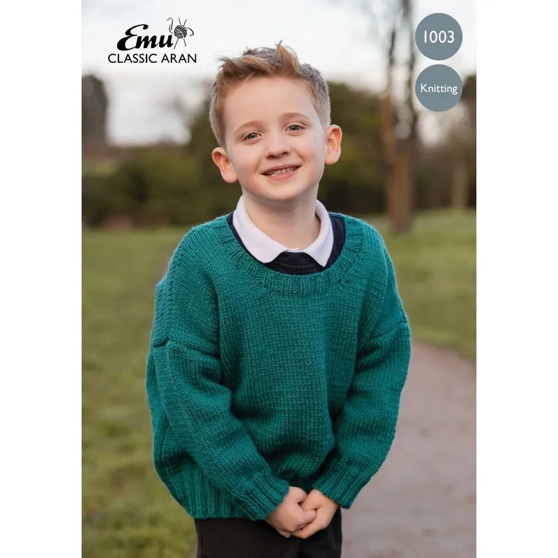 Emu Classic Aran Child's Jumper 1003 Knitting Pattern PDF 2 to 5 Years
