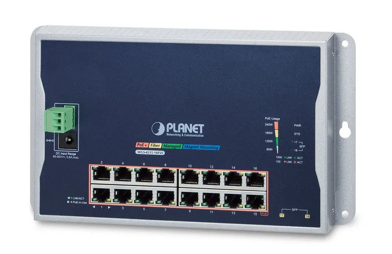 PLANET WGS-4215-16P2S network switch Managed L2 Gigabit Ethernet (10/1