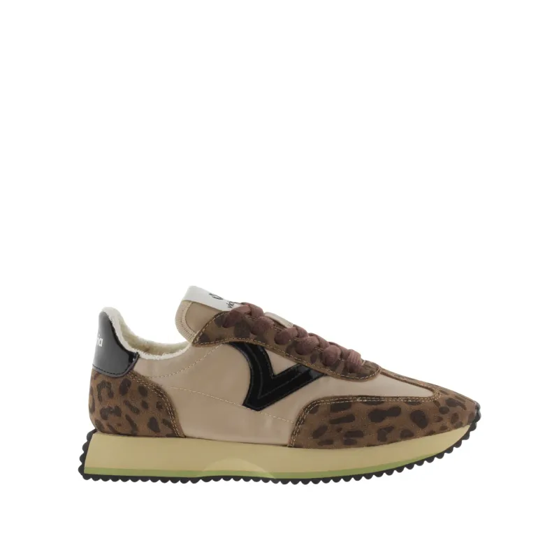 Animal print nylon and split leather sneakers for women Victoria Cosmos