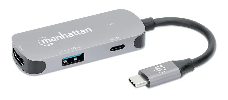 Manhattan USB-C Dock/Hub. Ports (x3): HDMI. USB-A and USB-C. with Powe