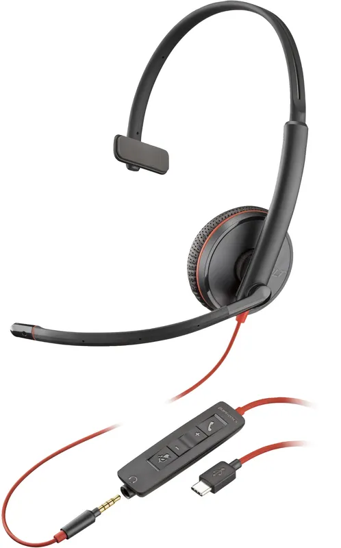 HP Poly Blackwire C3215 Monaural Headset +Carry Case (Bulk)