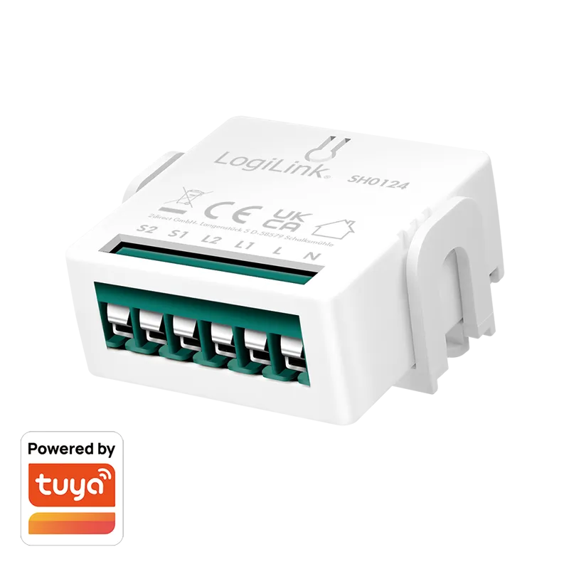 LogiLink WiFi Smart switch module.2-Gang. flush mounted. Tuya compatib