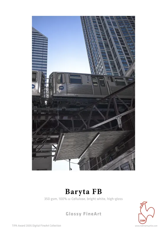 Hahnemhle Baryta FB. Type: Art paper Sheets quantity: 25 sheets Media weight: 350 g/m