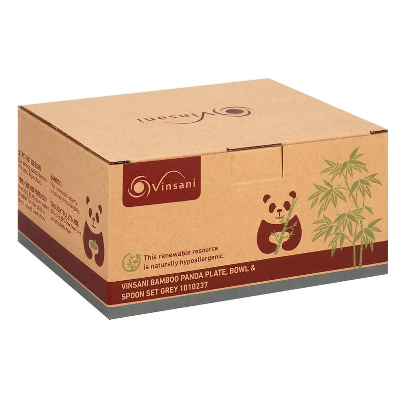 Vinsani Bamboo Elephant Toddler Mealtime Set With Suction Base - Blue