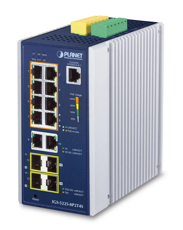 PLANET IP30 Industrial L2+/L4 8-Port Managed L2+ Gigabit Ethernet (10/