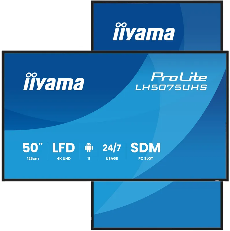 iiyama LH5075UHS-B2AG Signage Display Digital signage flat panel 125.7 cm (49.5") LCD Wi-Fi 500 cd/m 4K Ultra HD Black Built-in processor Android 11 24/7