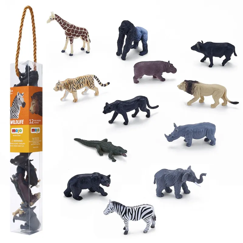 Mojo Fun Polyvinyl Chloride Mini African Wildlife Playset - 12 Piece Animal Figures