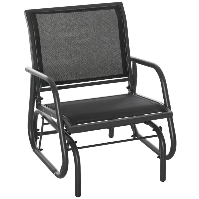 Garden Gliding Swing Chair Mesh Seat Curved Back Steel Frame 120cm