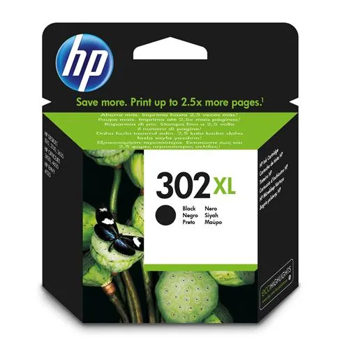 HP 302XL High Yield Black Original Ink Cartridge. Black ink type: Pigment-based ink Cartridge capacity: High Printing colours: Black Quantity per pack: 1 pc(s) Black ink page yield: 430 pages