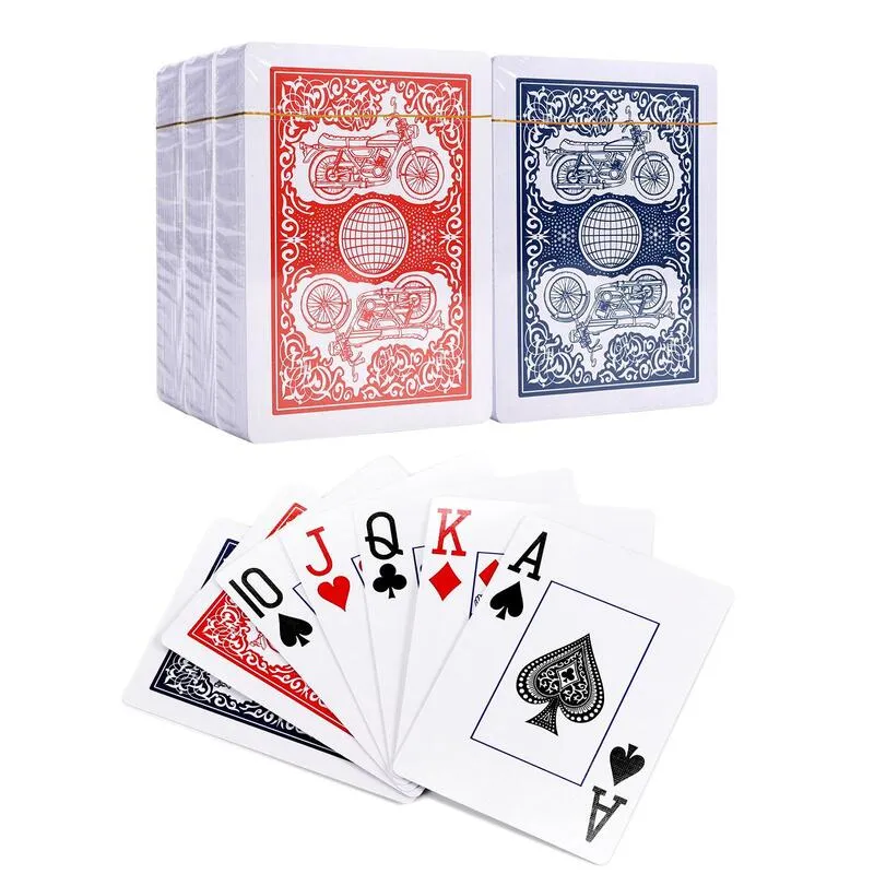 Vinsani Traditional Motorbike Playing Cards 6 Decks - Durable Plastic Coated Poker Size