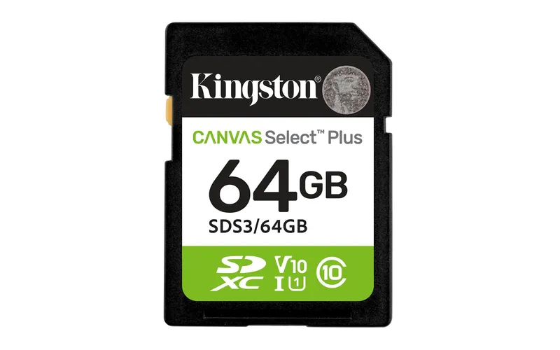 Kingston Technology 64GB SDXC Canvas Select Plus Gen3 100MB/s C10 UHS-