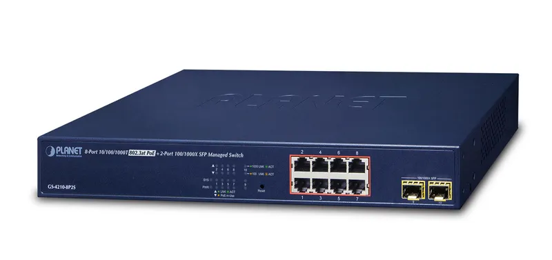PLANET GS-4210-8P2S network switch Managed Gigabit Ethernet (10/100/10