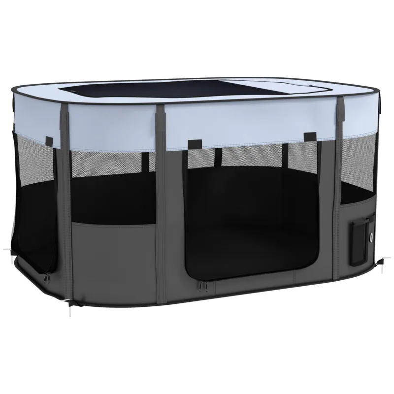Pawhut Portable Pet Pen For Small Animals - Grey